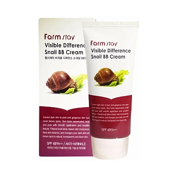 FARMSTAY ББ крем для лица SPF40, PA++ / VISIBLE DIFFERENCE SNAIL BB CREAM 50 мл, фото 2