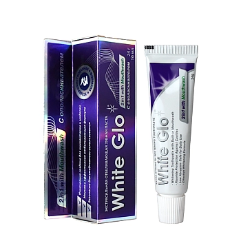 WHITE GLO Паста зубная отбеливающая 2 в 1 с ополаскивателем для полости рта / White Glo 24 гр, фото 2