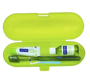 Набор ортодонтический в пенале (зубная паста 15 мл, ополаскиватель 30 мл, зубная щетка, ершик межзубный 1шт) Ortho Kit, DENTAID