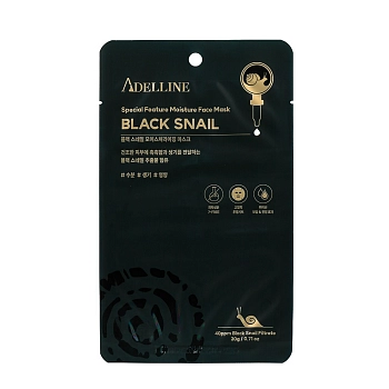 Маска тканевая увлажняющая с муцином черной улитки для лица / Adelline Black Snail Moisturizing Mask 20 гр