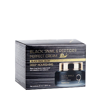 FARMSTAY Крем омолаживающий для лица с пептидами и муцином черной улитки / Black Snail & Peptide9 Perfect Cream 55 мл, фото 2