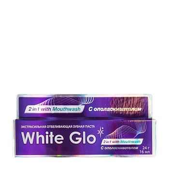 WHITE GLO Паста зубная отбеливающая 2 в 1 с ополаскивателем для полости рта / White Glo 24 гр, фото 3