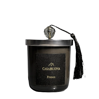 Свеча парфюмерная в стеклянном стакане, серая с кристаллом, свежий / Fresco 200 гр, CASA BUONA