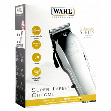 WAHL Машинка для стрижки профессиональная сетевая, серебряный / Wahl Chrome Super Taper 8463-316/4005-0472/8463-316H