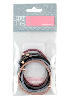 DEWAL BEAUTY Резинки для волос цветные, с бусинками 5 шт, фото 2