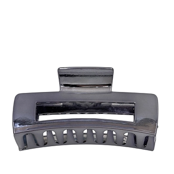 IWOU PROFESSIONAL Краб для волос Зеркальный прямоугольник темное серебро 8,5см, фото 2