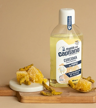 PASTA DEL CAPITANO Ополаскиватель для полости рта комплексная защита Куркума и Прополис / Teeth and Gums Protection Turmeric & Propolis 400 мл, фото 2