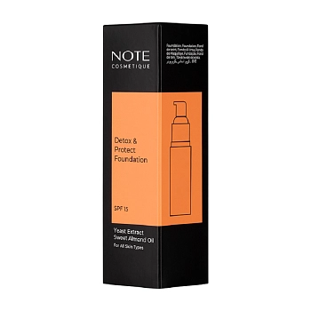NOTE Основа тональная защитная с детокс-эффектом 116 / DETOX AND PROTECT FOUNDATION SPF15 30  мл, фото 4