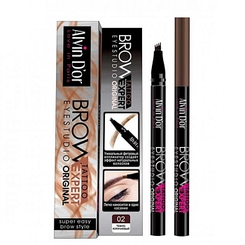 ALVIN D'OR Лайнер для бровей, тон 02 / Brow Tattoo Dark brown 7 мл, фото 2