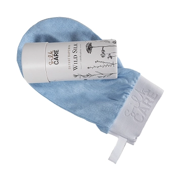 Варежка шелковая для пилинга голубая / Silk Care Wild Silk
