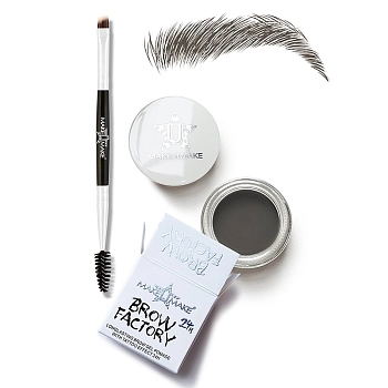 MAKE U MAKE Помада для бровей 24 часа устойчивости для брюнеток с кистью, B4 / BROW FACTORY BRUNETTE 2,1 гр, фото 2