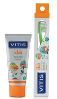 DENTAID Набор детский в мягком пенале (зубная паста 50 мл, зубная щетка очень мягкая) Kids Kit, фото 2