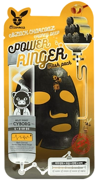 ELIZAVECCA Маска тканевая для лица / Black Charcoal Honey Deep Power Ringer Mask Pack 10 шт