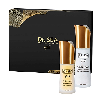 Набор подарочный Сияющая кожа (дневной крем 50 мл + сыворотка 30 мл) DR.SEA GOLD, DR. SEA