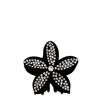 Краб для волос мини Цветок в стразах черный 1шт