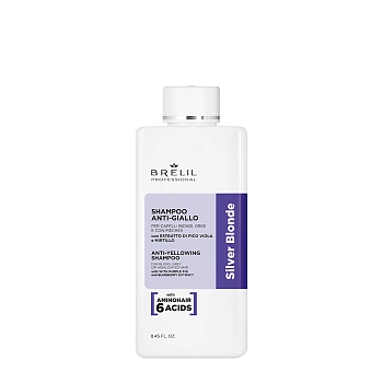 BRELIL PROFESSIONAL Шампунь антижелтый для светлых, мелированных и седых волос AMINO TREATMENT 250 мл, фото 2