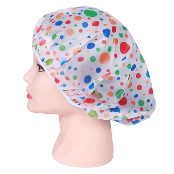 DEWAL BEAUTY Шапочка для душа без кружева, белая с цветным горохом, фото 2