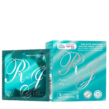 Презервативы контурные анатомические ребристые с пупырышками, натуральный латекс / ELITE 3in1 3 шт
