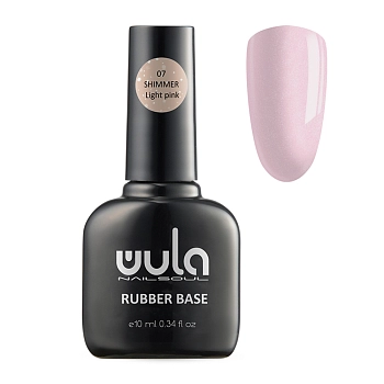 WULA NAILSOUL База каучуковая камуфлирующая, 07 светло-розовый с шиммером / Wula Nailsoul 10 мл, фото 1