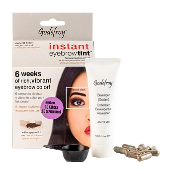 GODEFROY Краска-тинт профессиональная в капсулах для бровей, черный / Eyebrow Tint Natural Black 10 капсул, фото 2