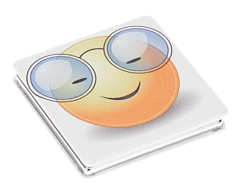 Зеркало Смайлики очкарик, карманное квадратное, размер 60 х 60 х 0,9 мм