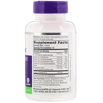 NATROL Добавка биологически активная к пище B-комплекс / B-Complex F/D 90 быстрорастворимых таблеток, фото 2