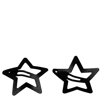 IWOU PROFESSIONAL Заколка клик-клак Звездочки черные 3*3см 2 шт, фото 3