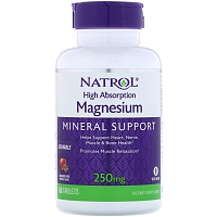 Добавка биологически активная к пище Натрол магнезиум / High Absorption Magnesium 60 жевательных таблеток, NATROL