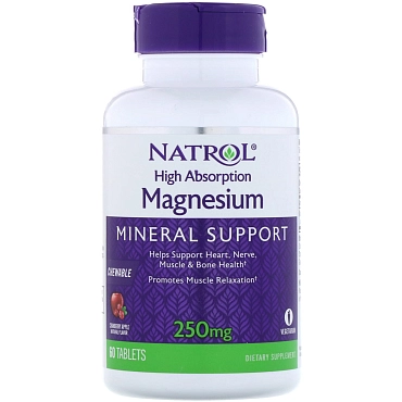 NATROL Добавка биологически активная к пище Натрол магнезиум / High Absorption Magnesium 60 жевательных таблеток