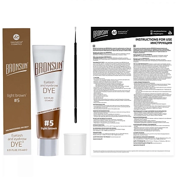 BRONSUN Краска для ресниц и бровей, светло-коричневый / BRONSUN #5 15 мл, фото 3