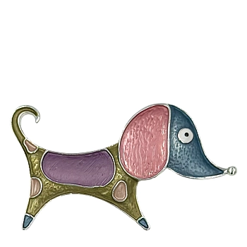 Брошь-магнит Собачка-такса радужная