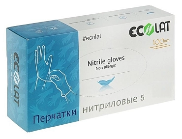 ECOLAT Перчатки нитриловые, голубые, размер XL / 5 EcoLat 100 шт