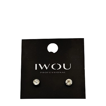 Серьги гвоздики IWOU белый кристалл 7мм