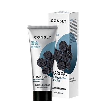 CONSLY Пенка для умывания кремовая против черных точек c древесным углем / Consly 100 мл, фото 2