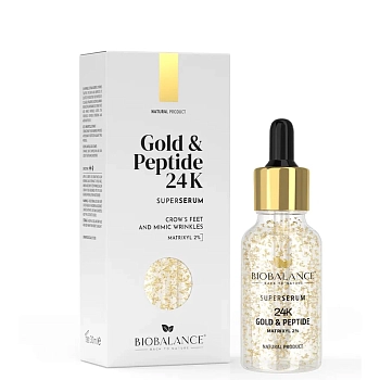 BIOBALANCE Сыворотка для лица с золотом 24К и пептидами матриксила 2% / SUPER SERUM 24K GOLD & PEPTIDE MATRIXYL 2% 30 мл, фото 2