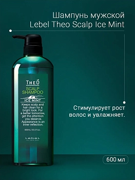 LEBEL Шампунь мужской многофункциональный Ледяная мята, для мужчин / THEO SCALP SHAMPOO ICE MINT 600 мл, фото 3