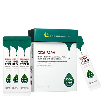 FARMSTAY Маска ночная восстанавливающая для лица с центеллой / Cica Farm Night Repair Sleeping Mask 20*4 мл, фото 2