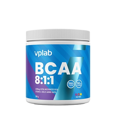 VPLAB Аминокислоты, лейцин, изолейцин, валин, фруктовый пунш / BCAA 8:1:1 fruit punch 300 гр