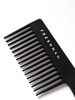 FRESHMAN Расческа большая плоская с ручкой, редкими зубьями / Collection Carbon, фото 2