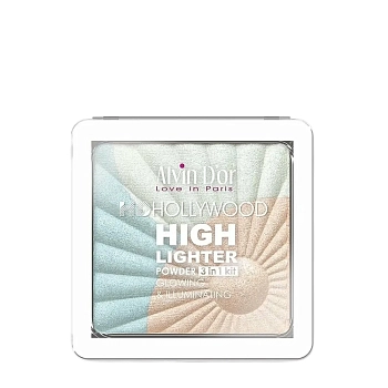 Хайлайтер пудровый 3в1, тон 01 сияющий жемчужный / Glow Illuminating Hd Hollywood 9,6 гр, ALVIN D'OR