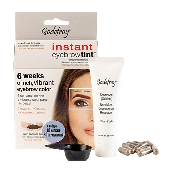 GODEFROY Краска-тинт профессиональная в капсулах для бровей, коричневый / Eyebrow Tint Medium Brown 10 капсул, фото 2