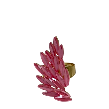 Кольцо Крыло ангела розовые кристалы