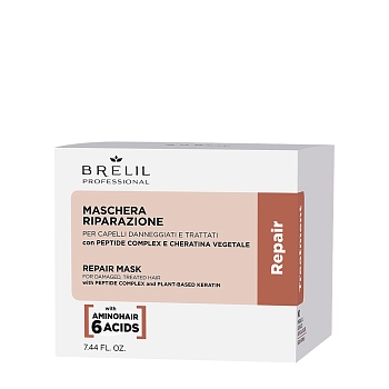 BRELIL PROFESSIONAL Маска восстанавливающая для поврежденных волос / AMINO TREATMENT 220 мл, фото 2
