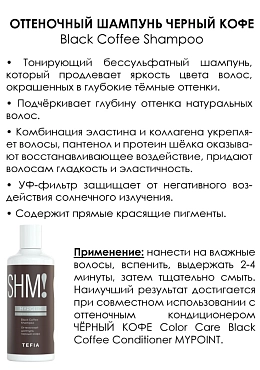 TEFIA Шампунь оттеночный Черный кофе / MYPOINT COLOR CARE 300 мл