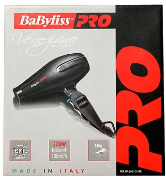 BABYLISS PRO Фен BaByliss Pro Veneziano, ионизация, 2 насадки, 2200Вт