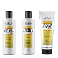 EPICA PROFESSIONAL Набор для гладкости и блеска волос (шампунь 250 мл + кондиционер 250 мл + маска 250 мл) Argania Rise Organic, фото 3