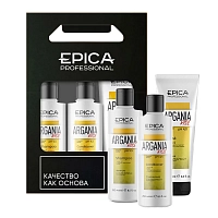 EPICA PROFESSIONAL Набор для гладкости и блеска волос (шампунь 250 мл + кондиционер 250 мл + маска 250 мл) Argania Rise Organic, фото 2