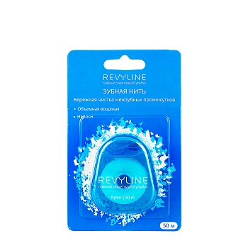 Нить зубная вощеная, нейлон, 50 м, синяя / Revyline