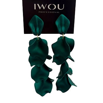 IWOU PROFESSIONAL Серьги Танцующие лепестки изумруд, фото 2