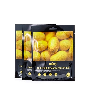 Маска для лица антивозрастная с протеинами кокона шелкопряда / Kims Gold Silk Cocoon Face Mask 5 шт
